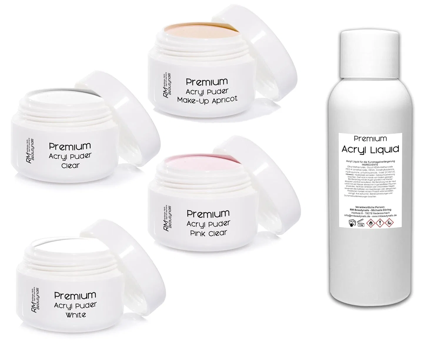 Набор акриловой пудры и жидкости 4 x 20 г Rm Beautynails