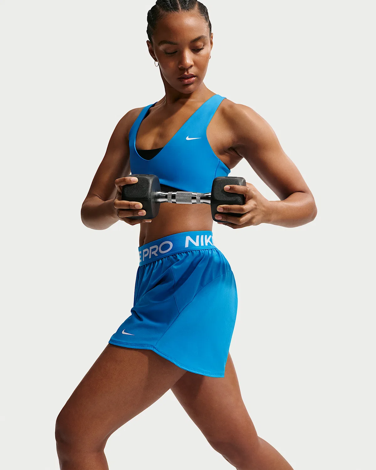 Женские шорты 2-в-1 Nike Pro, Light Photo Blue/White — фото 4