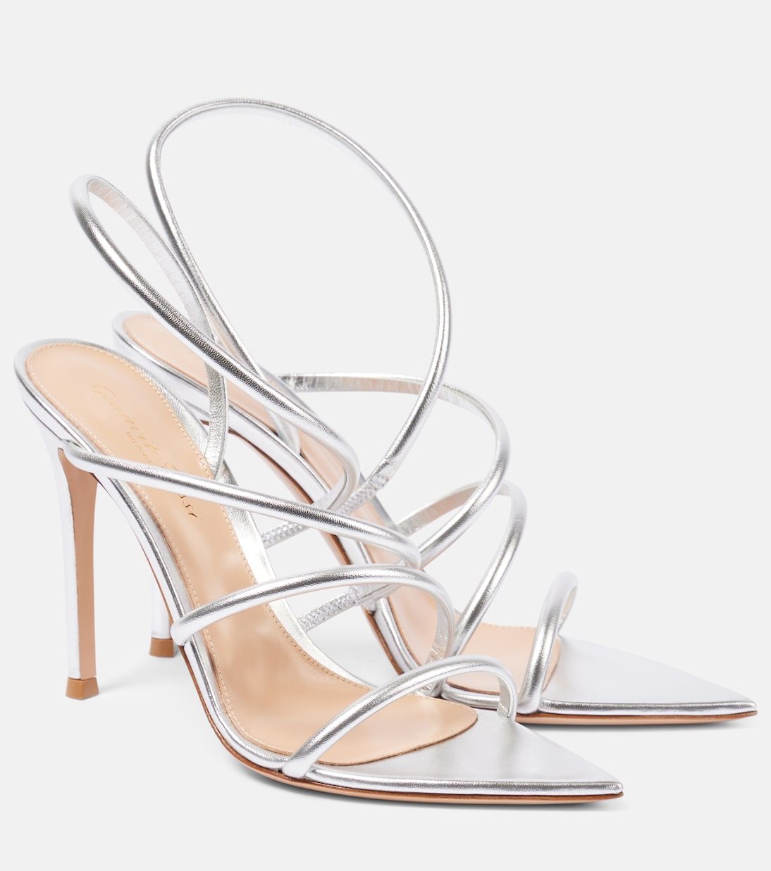Сандалии из металлизированной кожи Ettie 105 Gianvito Rossi, серебряный