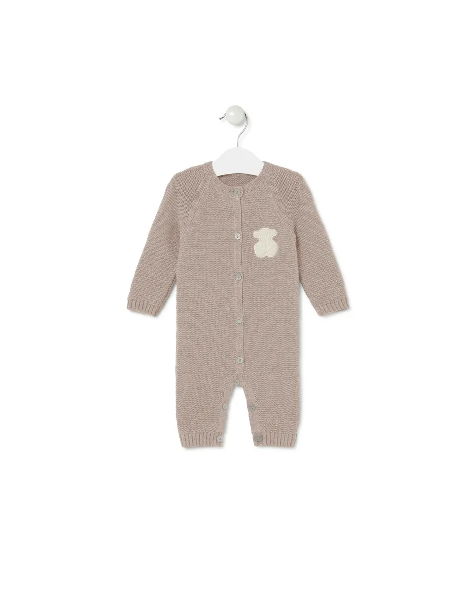 

Детский комбинезон из органического хлопка с трикотажным узором и изображением медвежонка Tous, бежевый