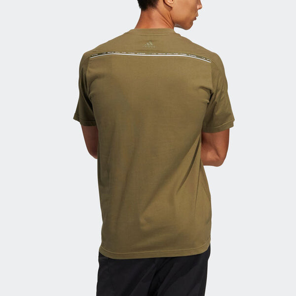 Футболка Men's adidas Th Hvcot Tee Solid Color Pocket Sports Short Sleeve Dark Olive Green T-Shirt, мультиколор — фото 3
