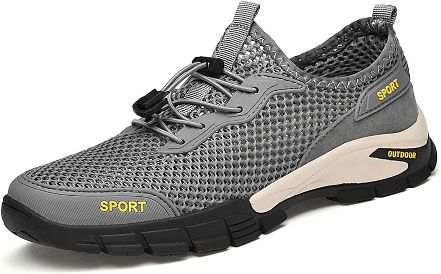 

Мужские повседневные сетчатые кроссовки для ходьбы, легкие дышащие туристические, износостойкие и противоскользящие Generic, серый