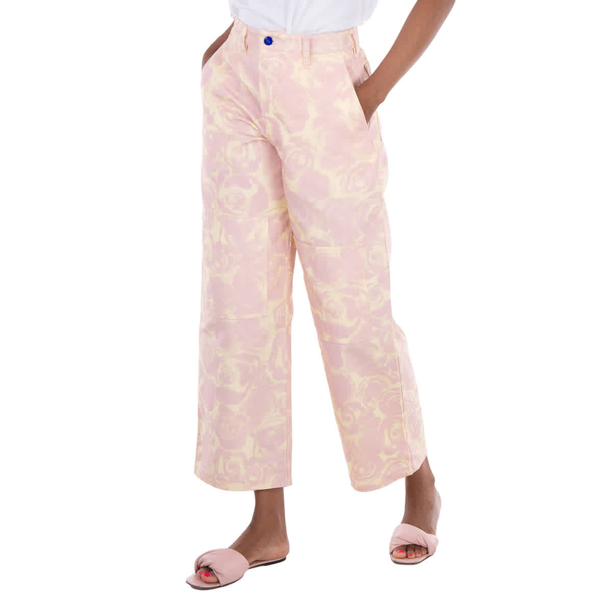 Брюки Burberry Rose-Print с высокой талией из хлопка — фото 2