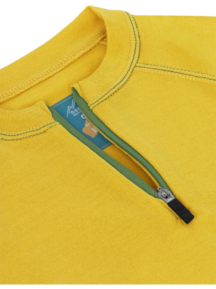 Normani Outdoor Sports Детская футболка с длинным рукавом из мериносовой шерсти с застежкой-молнией на четверть длины, модель Nyapari, желтого цвета — фото 3
