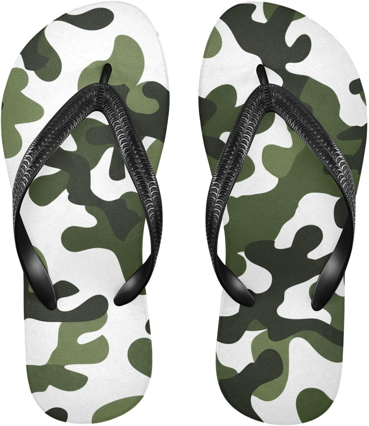 

Мужские летние шлепанцы для пляжа с камуфляжным зеленым и белым, резиновые, с противоскользящей подошвой, для душа, прогулок Sinestour