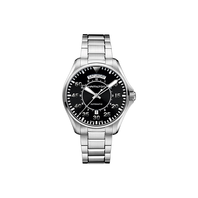 

Hamilton Часы Men's Watch, Black Dial Silver Strap