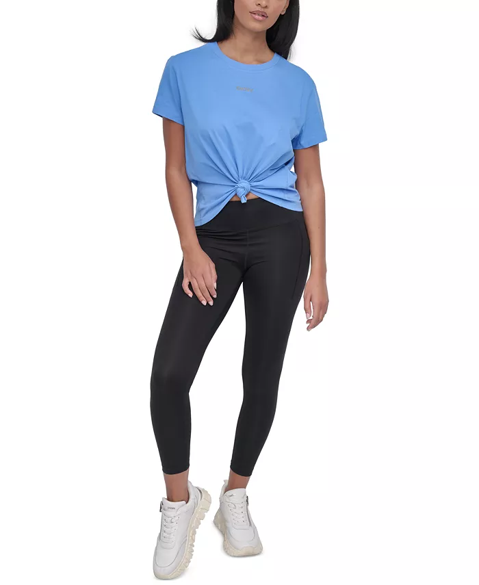 

Женская футболка с логотипом и заклепками DKNY, синий