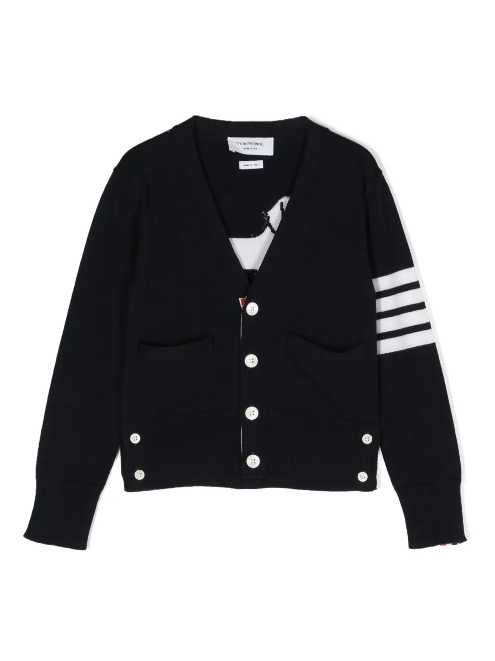 

Кардиган из смесовой шерсти Thom Browne Kids, синий