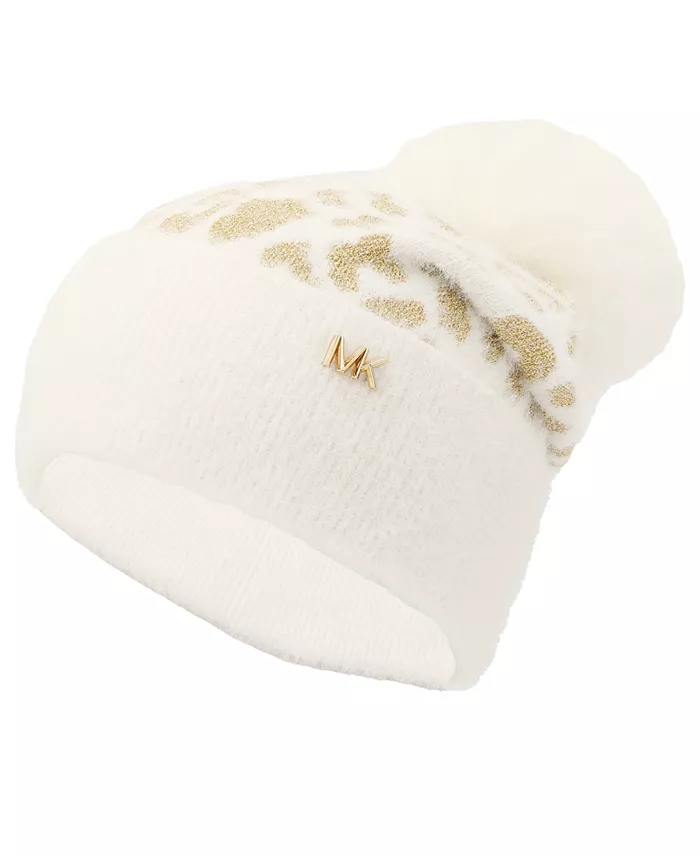 

Женская шапка с леопардовым манжетом Michael Kors, слоновая кость/кремовый