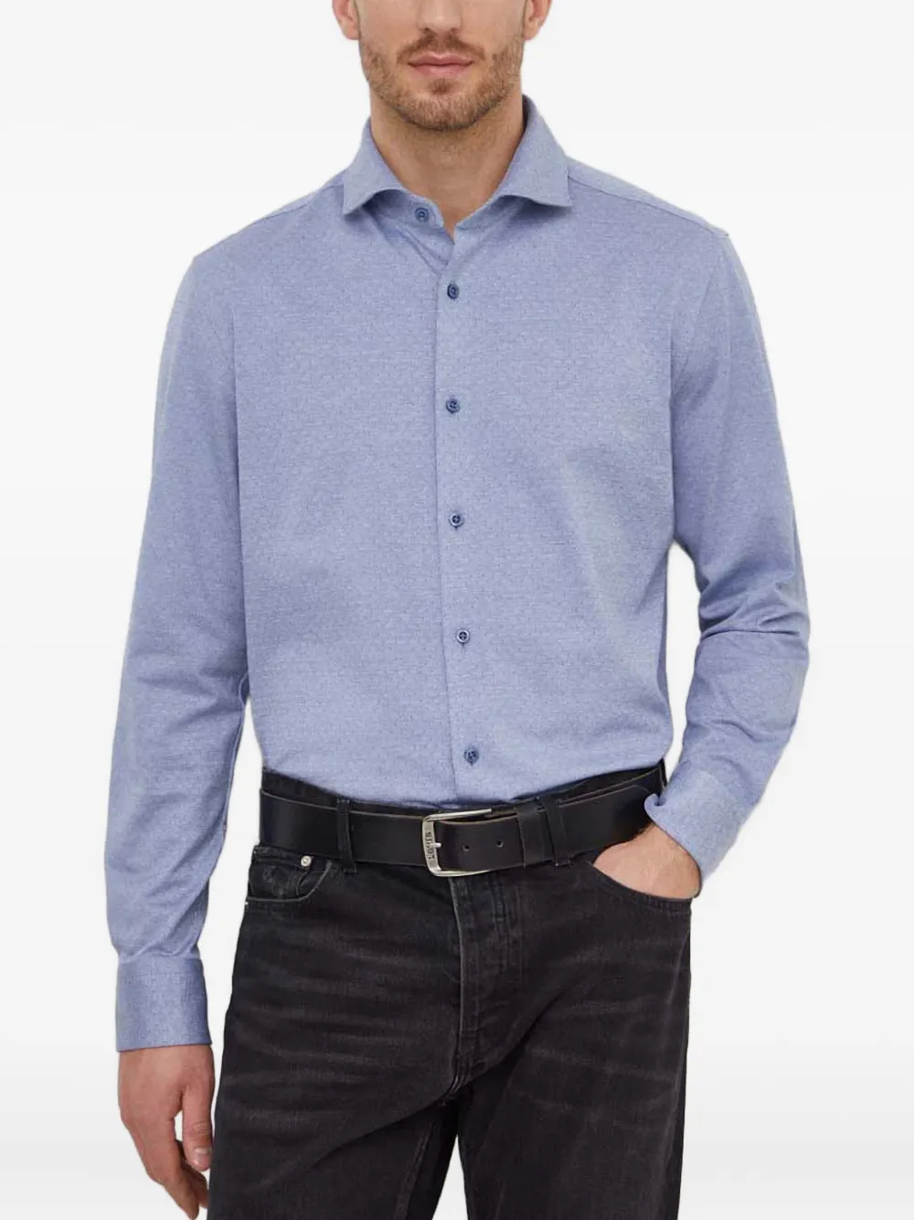 

Фактурная рубашка на пуговицах BOSS, синий