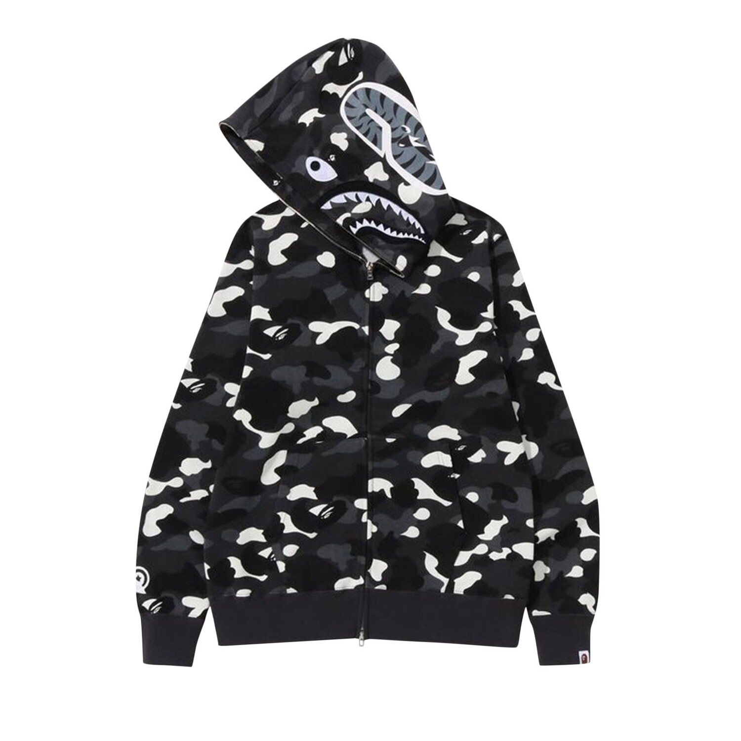 Толстовка на молнии с камуфляжным принтом BAPE City Shark, цвет Черный — фото 3