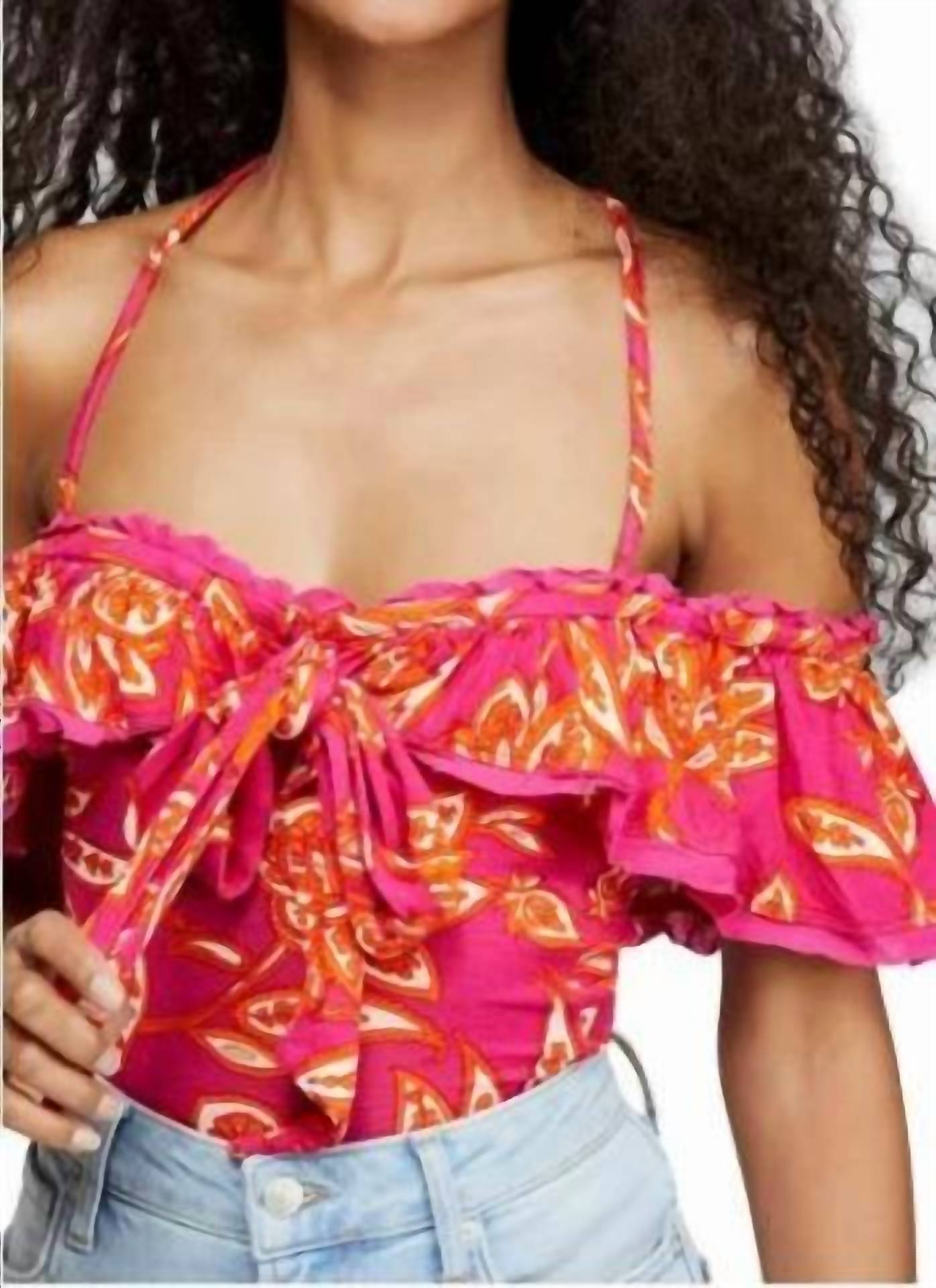 

Топ Cha Cha с асимметрией и рюшами в розовом цвете Free People