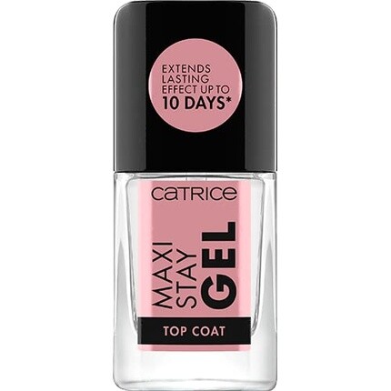 

Maxi Stay Gel Top Coat Прозрачный стойкий глянцевый веганский лак для ногтей без ацетона и частиц микропластика 10,5 мл, Catrice