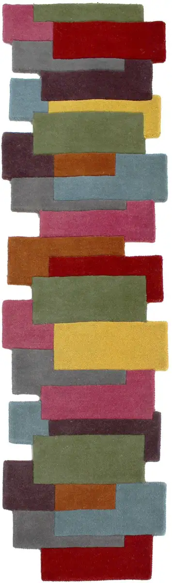 

FLAIR RUGS дорожка "Abstract Collage", прямоугольная, 100% шерсть, клетчатый дизайн, пэчворк, современный, разноцветный, ковровая дорожка 60х230 см, цвет multi