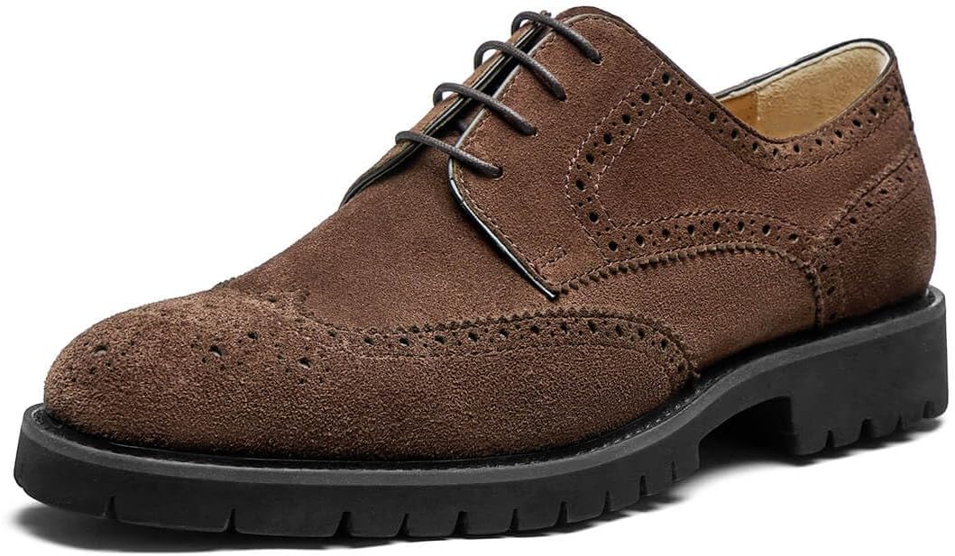 

Мужские классические туфли Вингтип из натуральной кожи коровы Оксфорды с брогированием для свадьбы, бизнеса и официальных мероприятий Jepsen Gord, коричневый