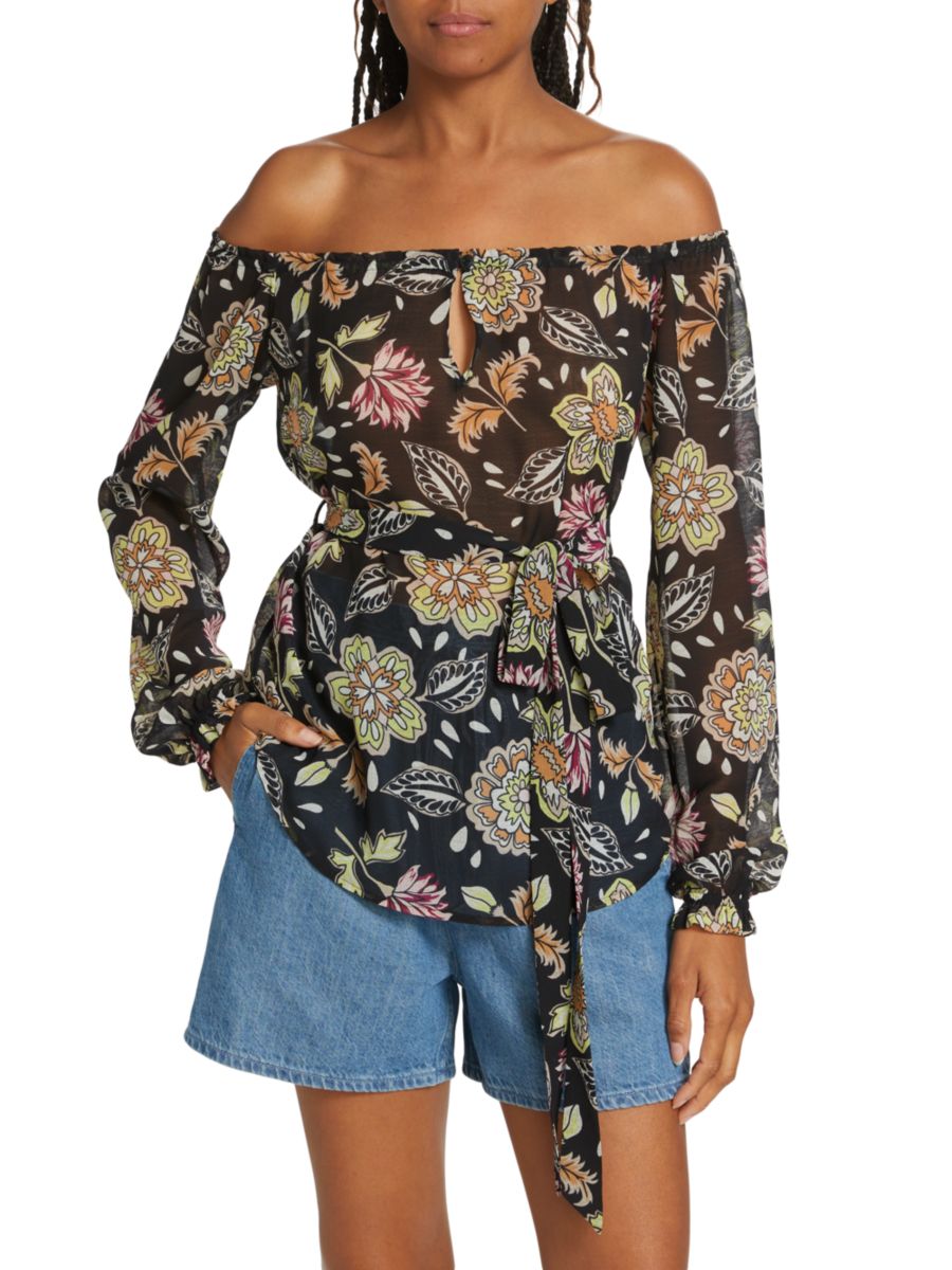 

Топ Sierra Floral с открытыми плечами rag & bone, цвет Black Floral