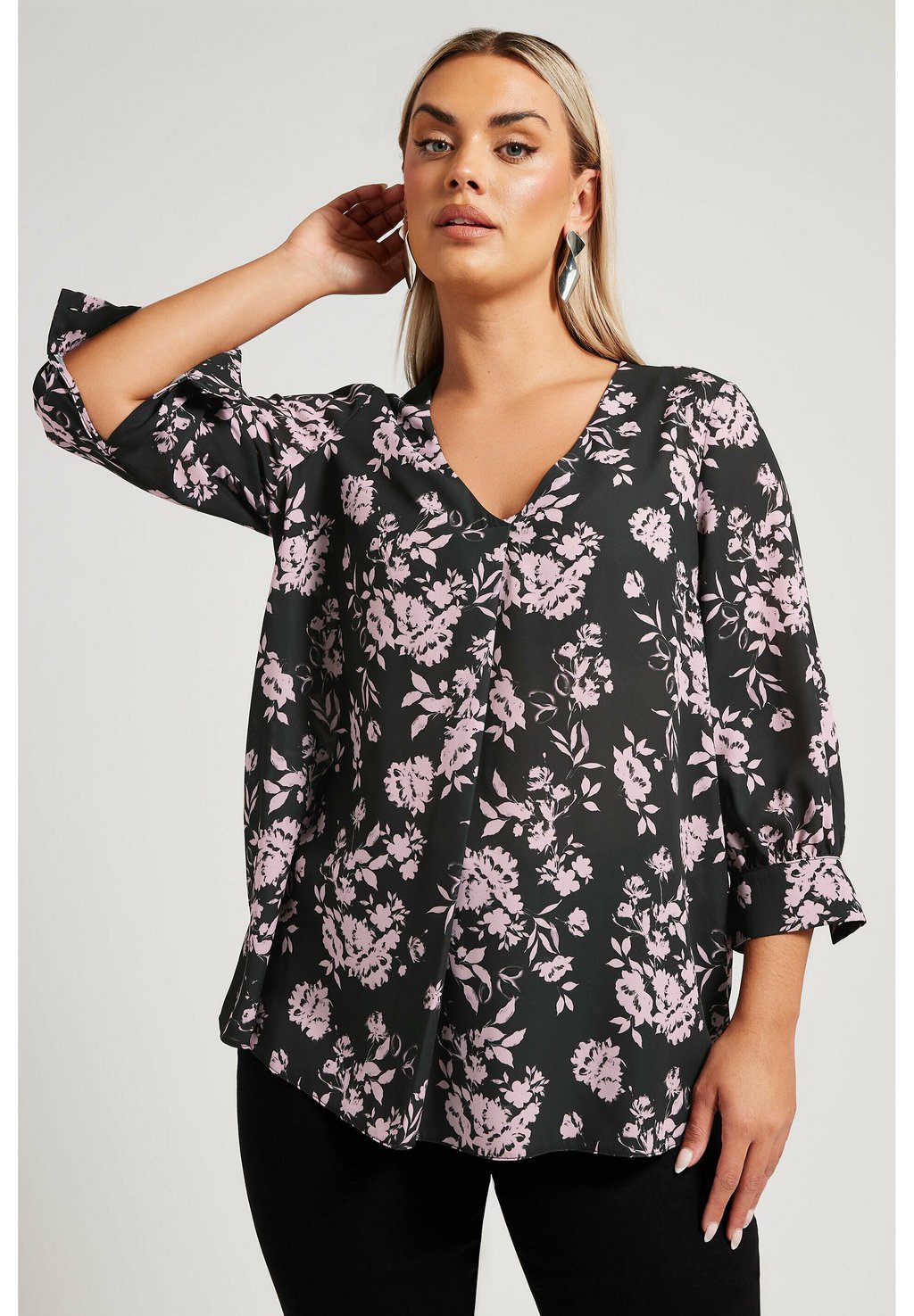 

Блуза FLORAL V-NECK Yours Clothing, антрацит