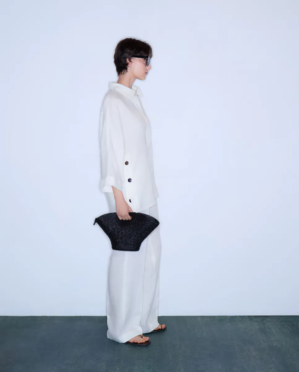 

Широкие женские льняные брюки Woman Limited El Corte Inglés, цвет Blanco roto