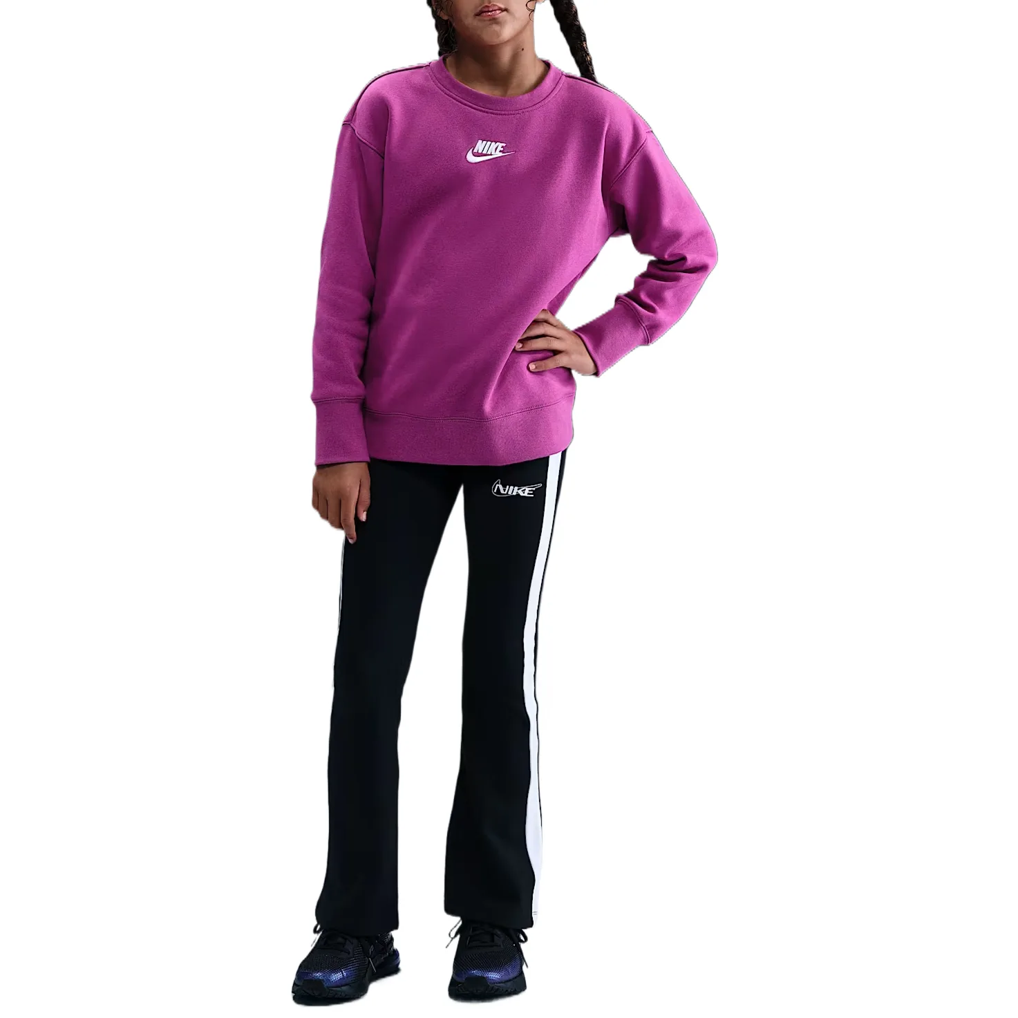 Детский свитшот с круглым вырезом Nike, Hot Fuchsia/White — фото 3