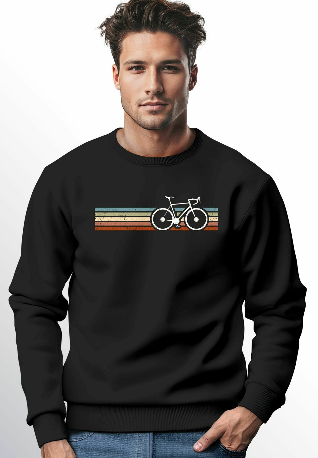 

Толстовка FAHRRAD RETRO PRINT MINIMALISTISCH RADFAHREN OUTDOOR FASHION RUNDHALS-STREETWEAR Neverless, антрацит