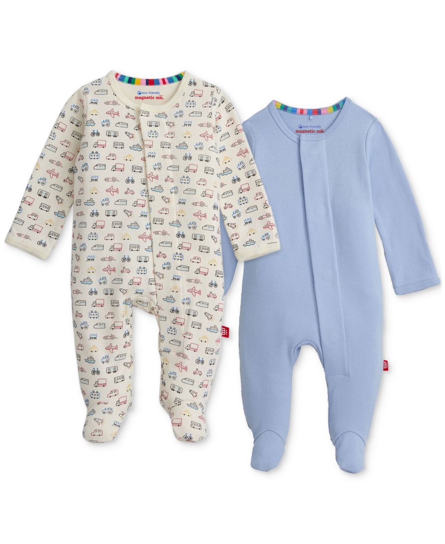 

Детские хлопковые комбинезоны с закрытыми ножками, 2 шт Magnetic Me, Blue/Beige