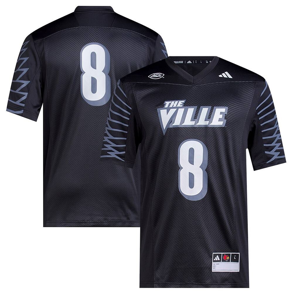 

Мужская черная футболка Adidas #8 Louisville Cardinals Premier 2023, цвет Lou Black