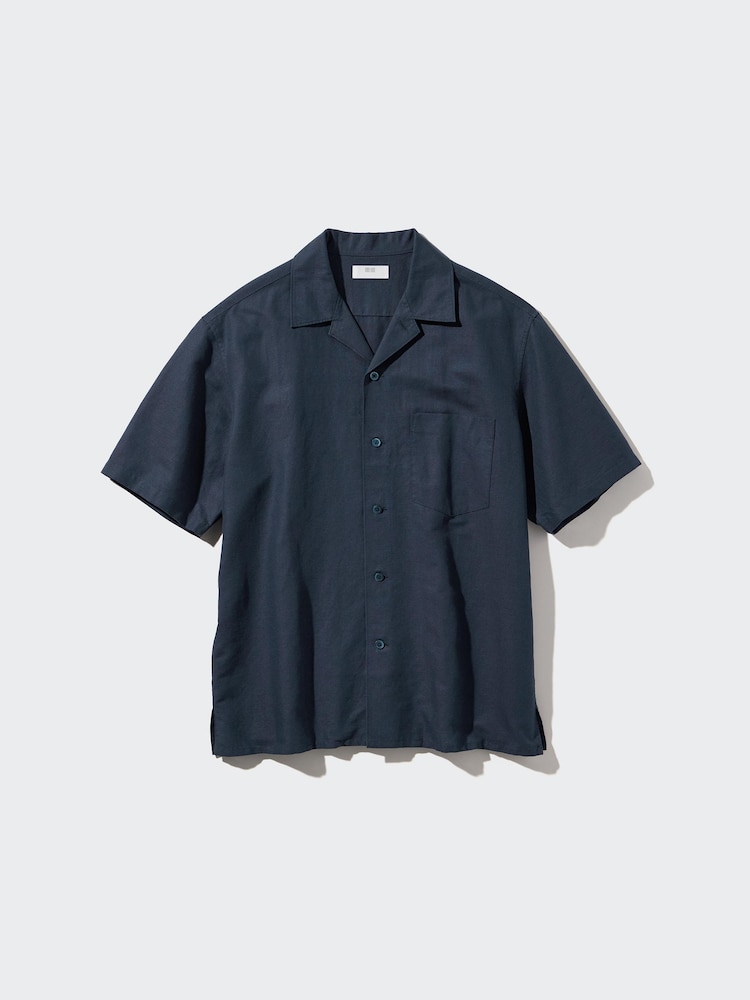 

Рубашка из хлопка с коротким рукавом Uniqlo, цвет 69 синий