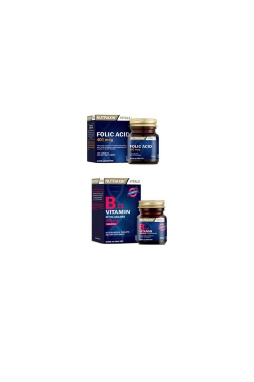 

Nutraxin 400 мкг фолиевой кислоты + витамин B12 1000 мкг 60 таблеток