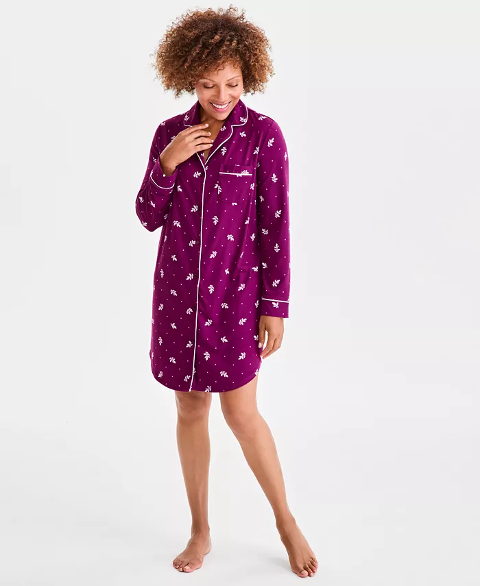 

Женская футболка с принтом для сна с длинными рукавами Charter Club, фиолетовый