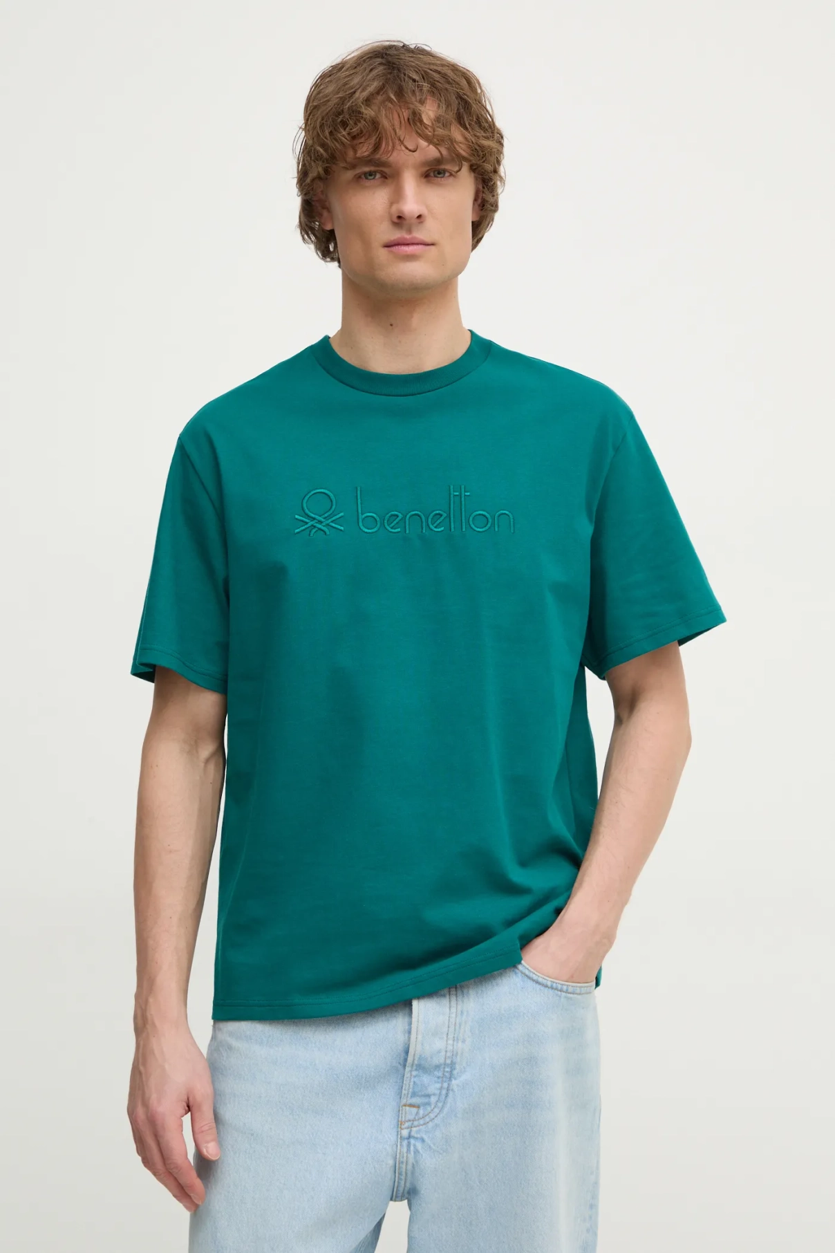 

Хлопковая футболка United Colors of Benetton, бирюзовый