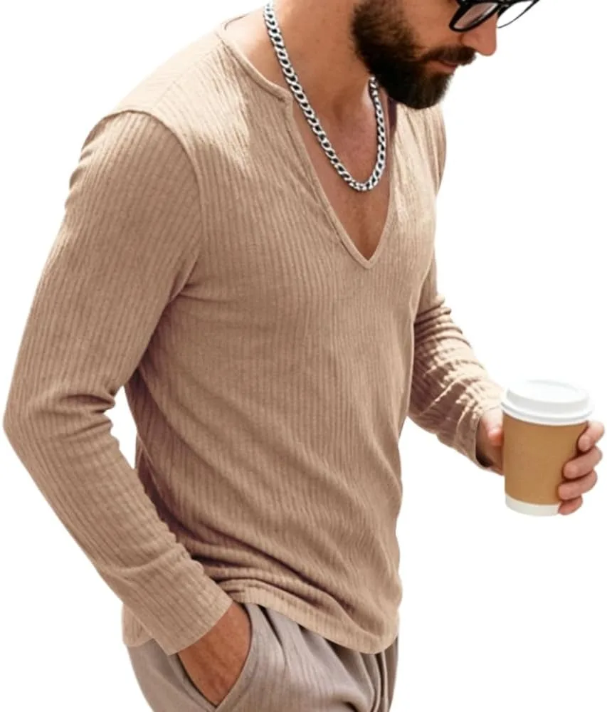 

TOMITANY мужской свитер с глубоким V-образным вырезом, облегающий, легкий