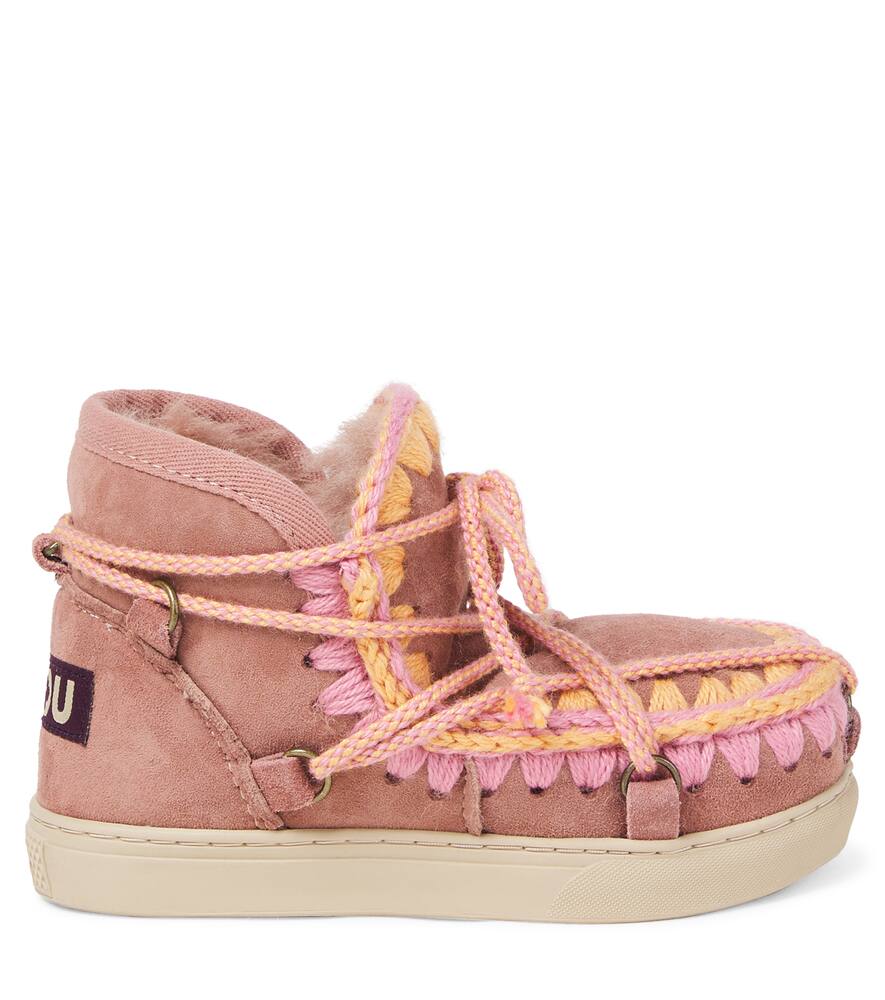 Вышитые замшевые ботинки на овчине Mou Kids, Dark Pink — фото 3