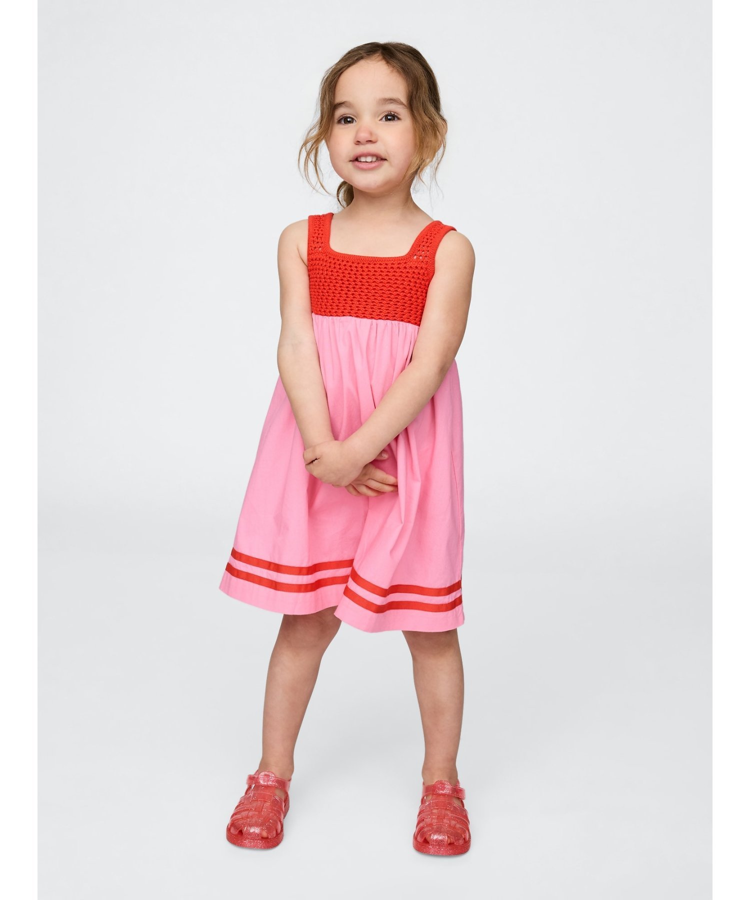 Платье с вязаной кокеткой (для малышей/младенцев) Gap, MAY_PINK