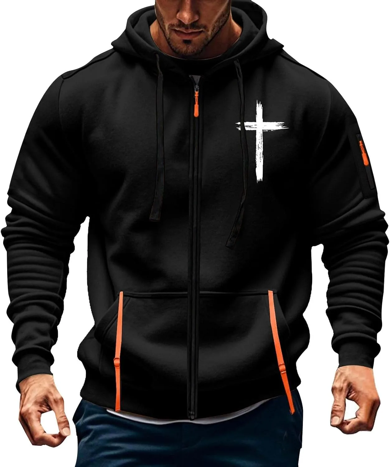 

Толстовка с капюшоном Full Zip для мужчин с религиозным принтом