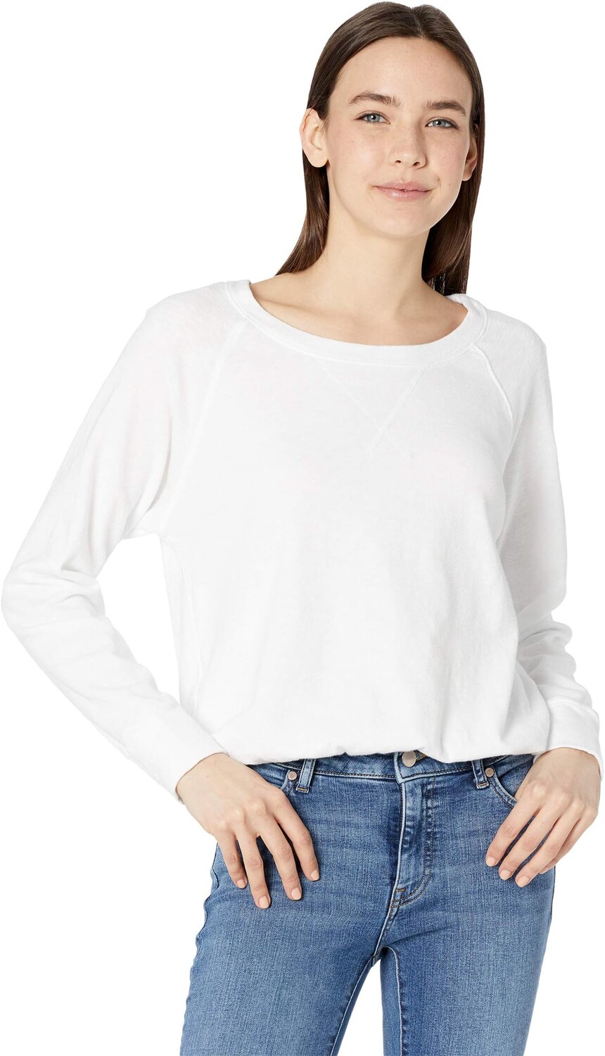 

Толстовка bobi Los Angeles Sustainable Slub Terry Elastic Hem Long Sleeve Top, белый