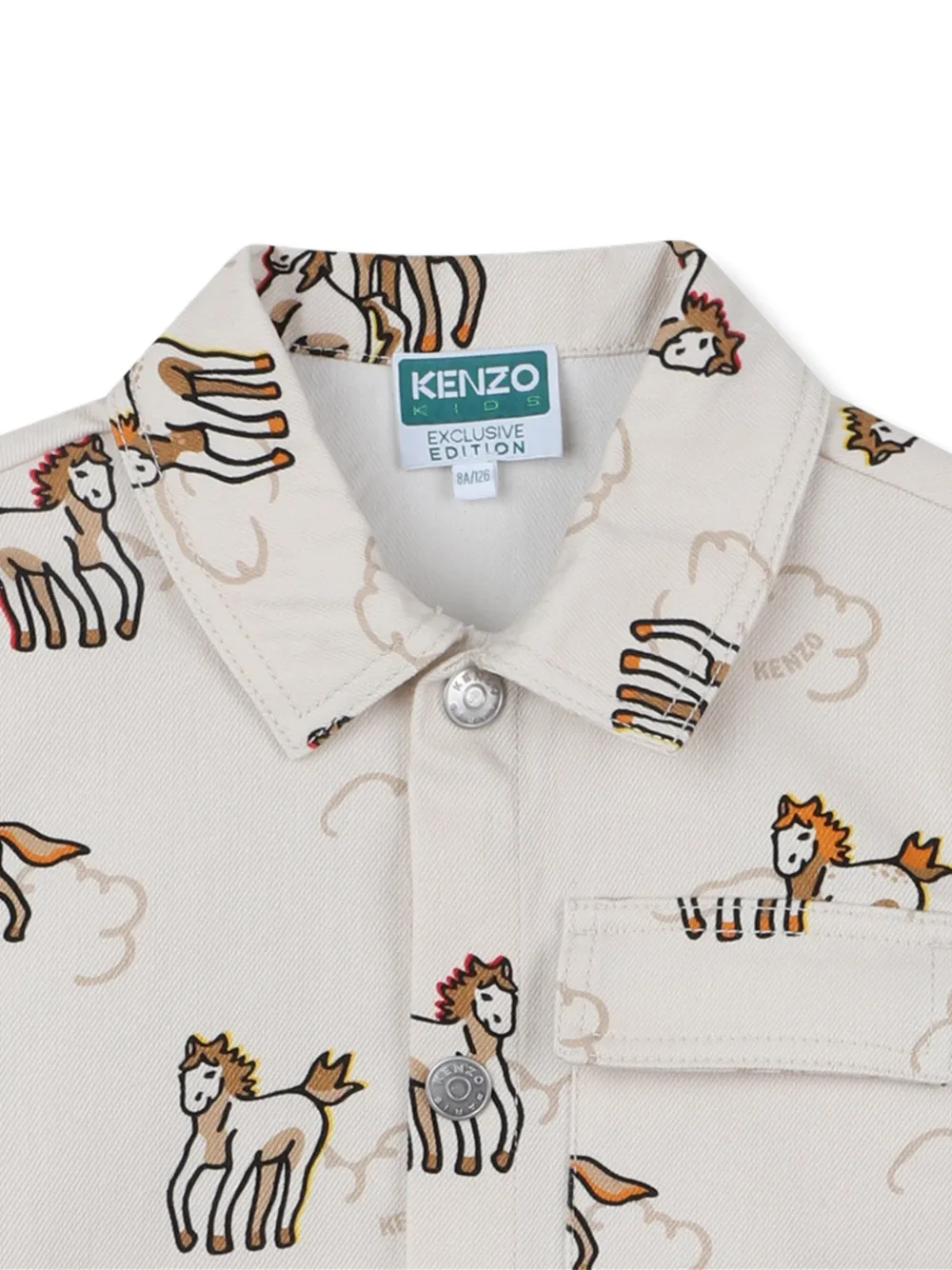 Жакет с воротником и принтом лошадей Kenzo Kids, нейтральный — фото 3