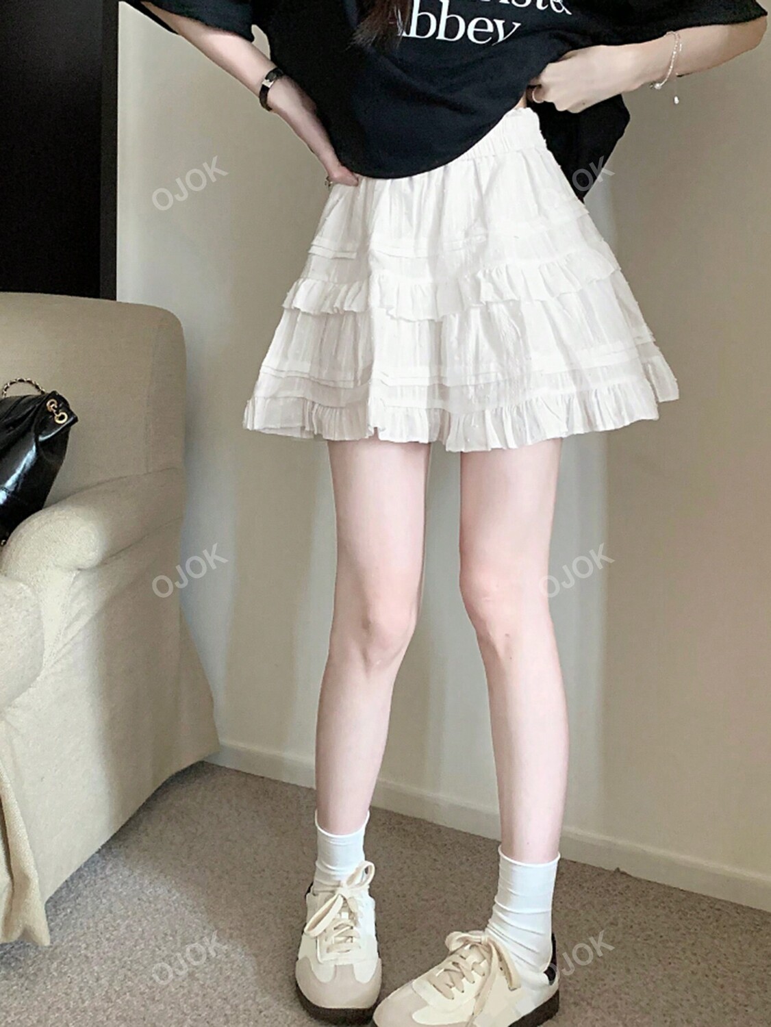 

Однотонные женские складчатые юбки с высокой талией, белый