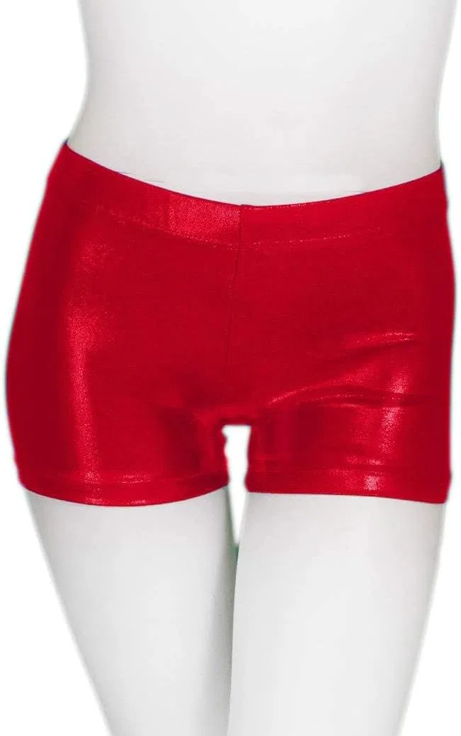 ZIZI Aosva Little Big Girls' Sparkle Dance Tumbling Athletic Gymnastics Short 2-14Years, красный — фото 2