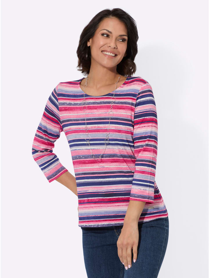 

Рубашка с круглым вырезом в полоску цвета пыльной розы и денима WITT WEIDEN