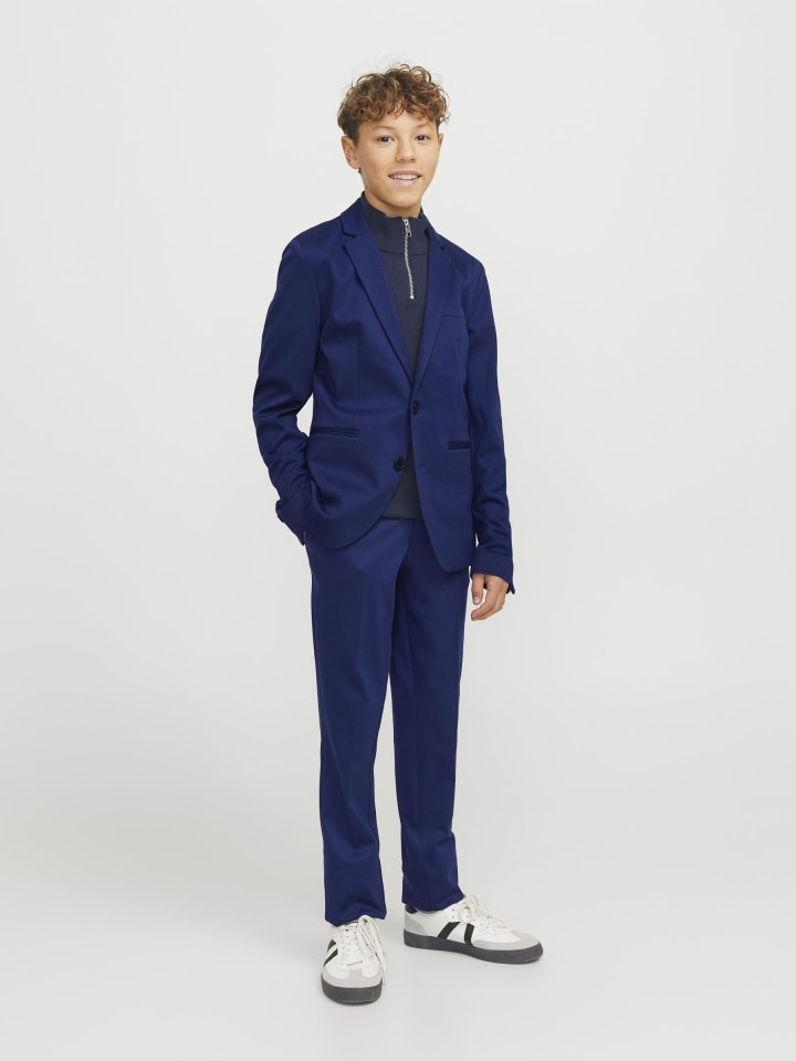 JACK & JONES Junior Однобортный пиджак и брюки средневекового синего цвета — фото 3