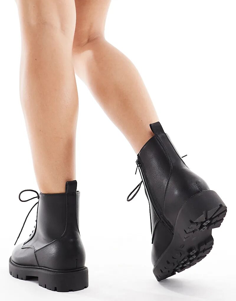 Массивные ботинки на шнуровке Schuh Asher черного цвета — фото 2