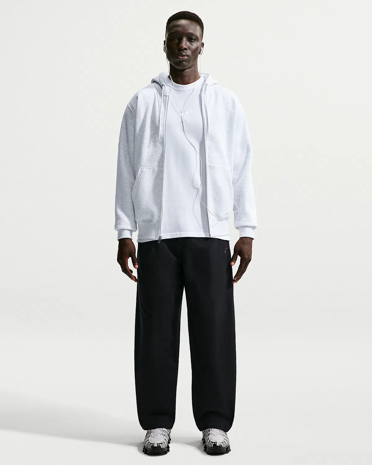 Мужская флисовая кофта на молнии Nike Club, Birch Heather/White/White — фото 4