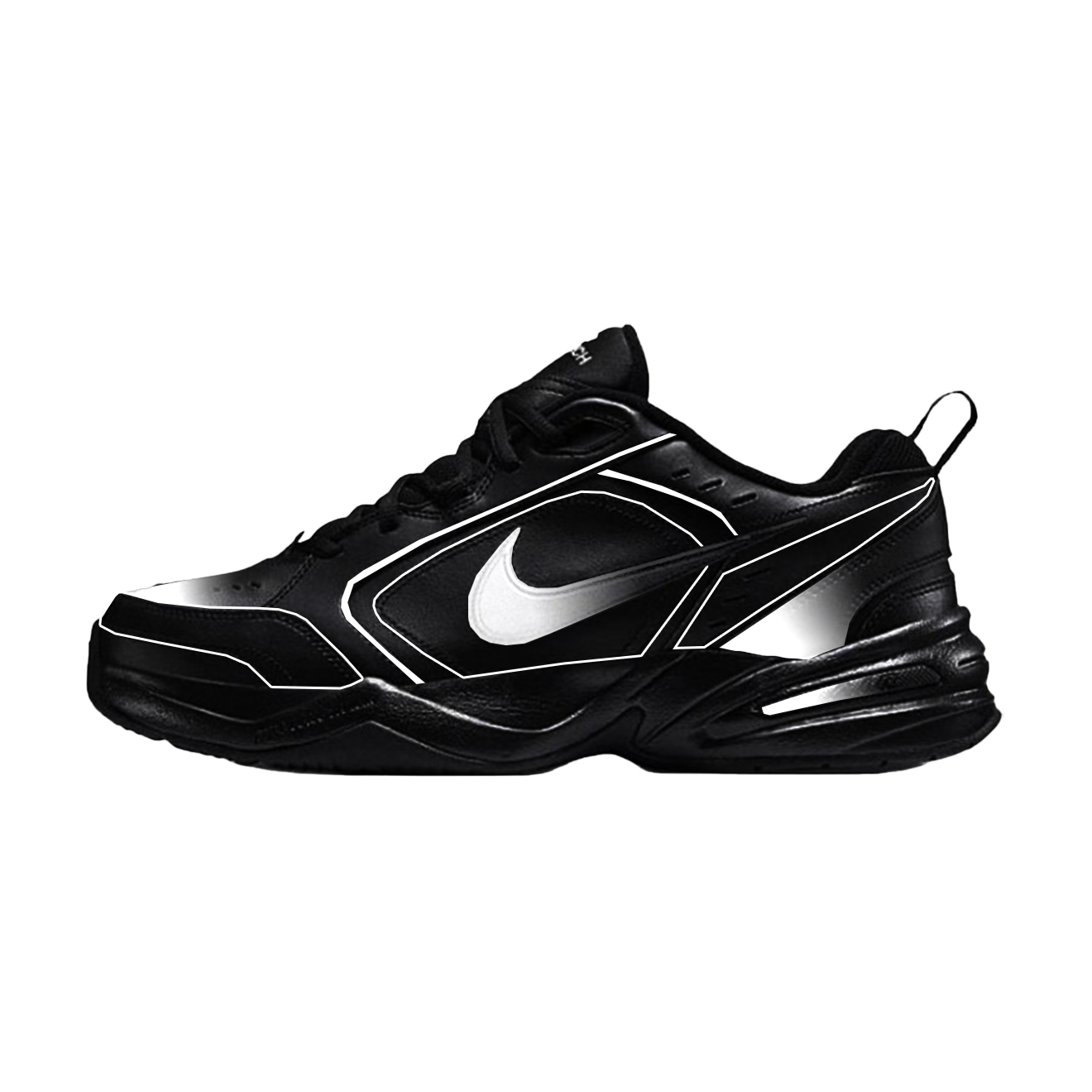 

Nike Кроссовки Air Monarch 4 Dark Mecha Unisex черно-белые с износостойким низким верхом