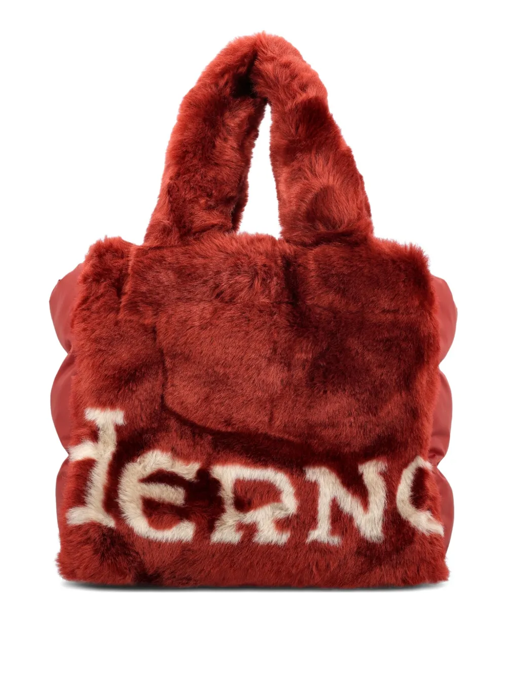 

Сумка-тоут с логотипом и отделкой из искусственного меха Herno, коричневый