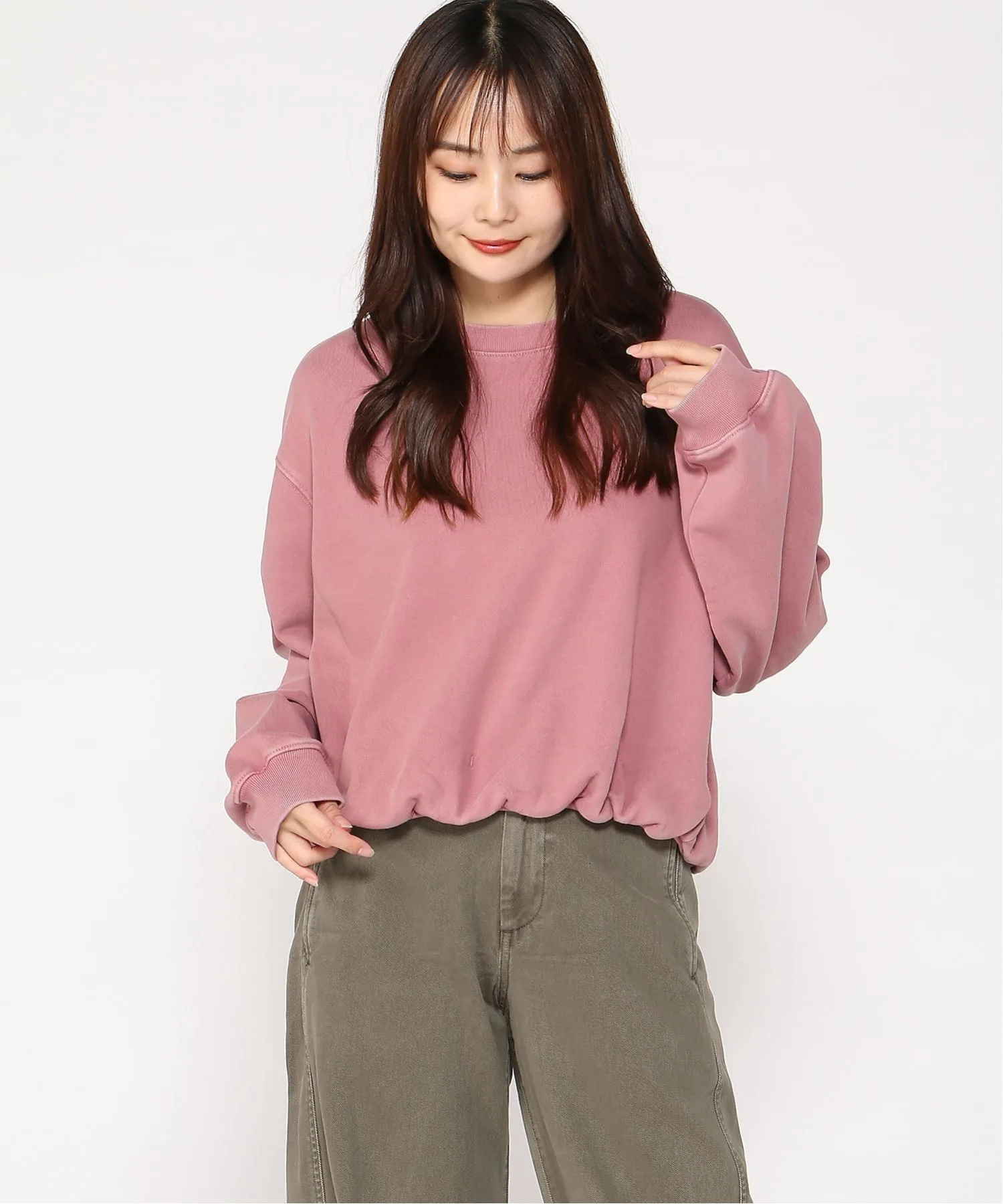 (W) Толстовка из плотной французской махровой ткани с объемным низом GAP, MAUVE_MOVES_WASH
