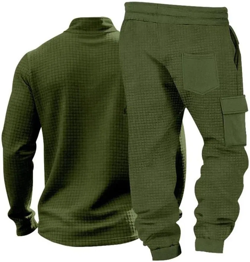 Спортивный костюм из двух предметов, молния, капюшон, хлопковая смесь, Khaki — фото 2