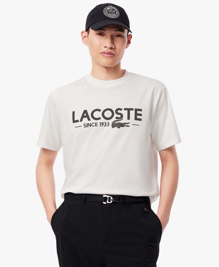

Мужская классическая футболка с логотипом и графическим рисунком Lacoste, White