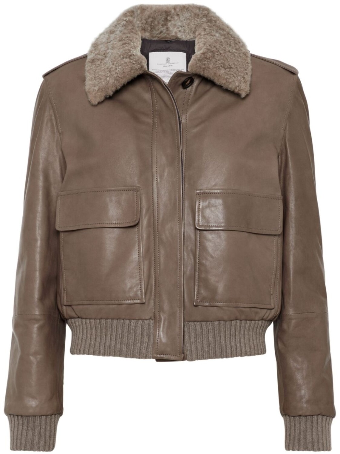 

Brunello Cucinelli кожаный пуховик, коричневый