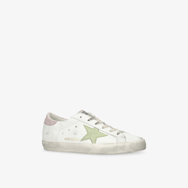 Кроссовки кожаные Golden Goose Super-Star, белый / розовый — фото 3
