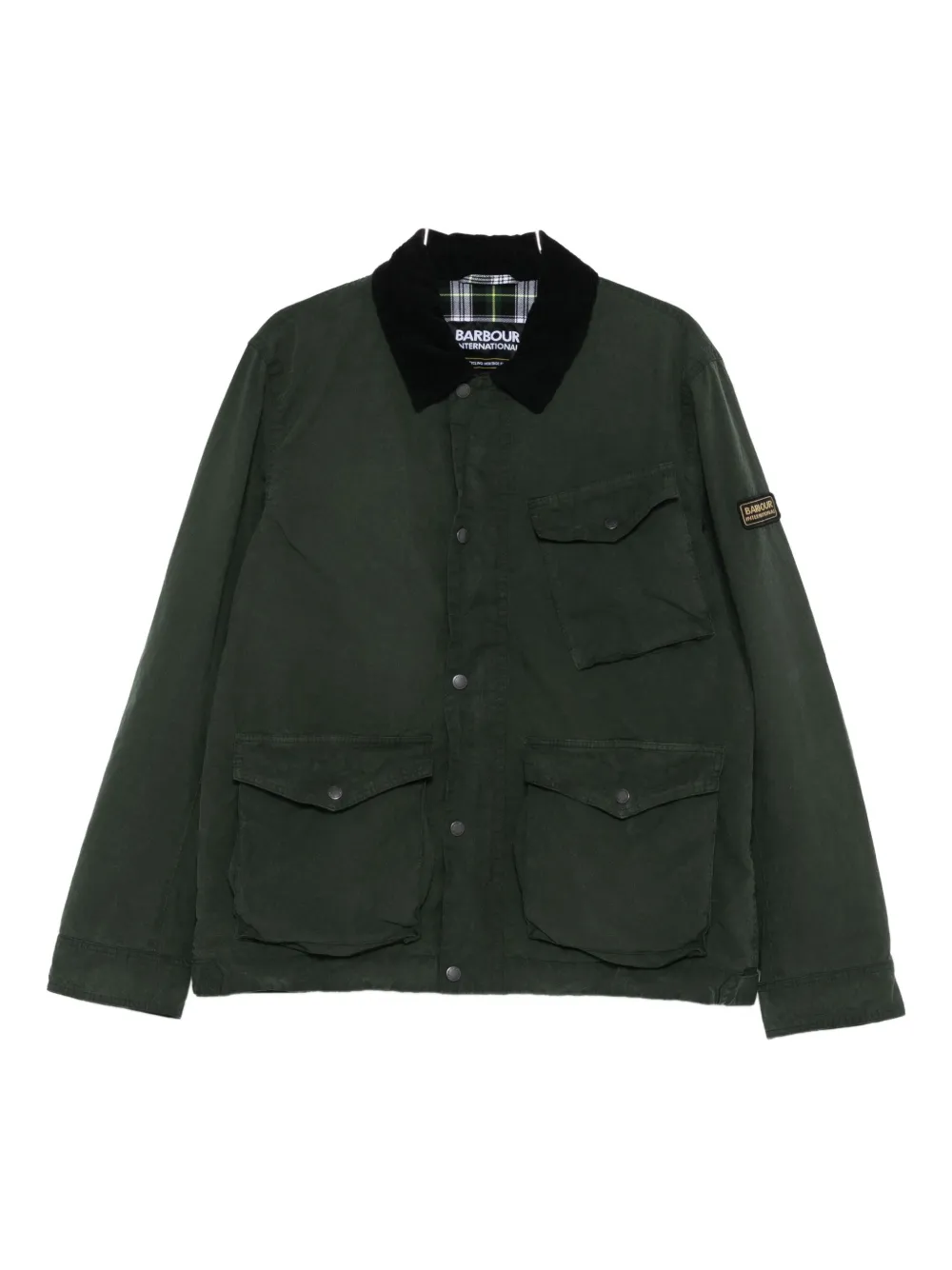 

Куртка с вельветовым воротником и карманами-клапанами Barbour, зеленый